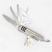 Hochwertiges 11-in-1 Edelstahl Multifunktions-Klappmesser Taschenmesser Klappbares Überlebensmesser mit Schere Schraubendreher Holzsäge