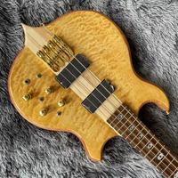 Manche de guitare basse électrique personnalisé Burst Maple Top 4 5 6 cordes à travers le corps personnalisé Alem basse électrique