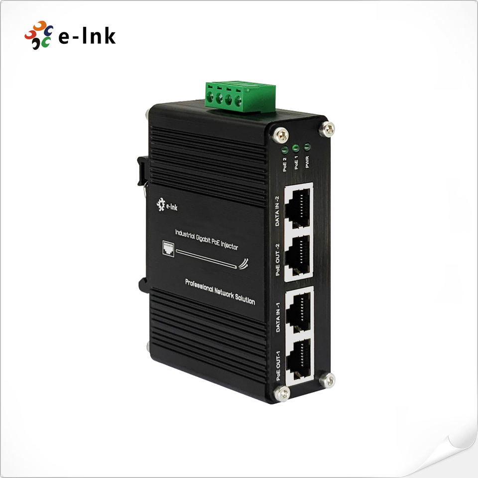 Industrial Gigabit PoE+ Injector PoE Injector with 12-48VDC Input DIN-Rail and Wall Mount