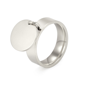 <span class=keywords><strong>Bague</strong></span> minimaliste en acier inoxydable <span class=keywords><strong>de</strong></span> couleur or avec grand pendentif rond, bagues pour les doigts, cadeaux d'anniversaire à la mode pour femmes <span class=keywords><strong>2022</strong></span> - Product Image 6