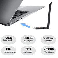 Adaptateur Wifi double bande Realtek RTL8812BU AC1300 USB 3.0 pour tablette Android, 1300 Mbps, clé Wifi USB avec antenne externe