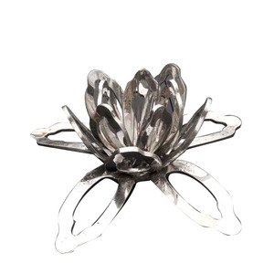 Sculpture de fleur en acier inoxydable Jiahua, ornement de jardin en métal fait main, à poser au sol en extérieur, lotus - Product Image 5