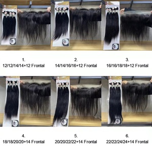 Paquete de Cabello con Frontal de Guangzhou Guarantee Hair, de 12 a 24 Pulgadas, Cabello Virgen Sin Procesar, Color Natural - Product Image 3