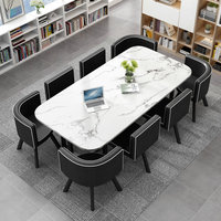 Table et chaises pliantes rectangulaires modernes avec plateau en bois pour salle à manger d'hôtel ou maison - 8 personnes