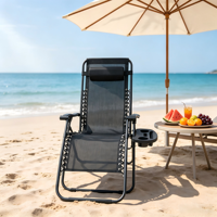 Chaise longue zéro gravité pliable moderne avec cadre en acier, dossier en échelle, écologique, confortable, durable, portable, pour la pêche et la plage