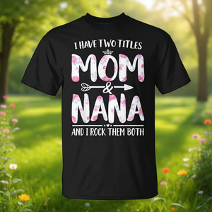 Camiseta floral para el Día de la Madre para mamá y abuela con diseño de dos títulos - Product Image 3