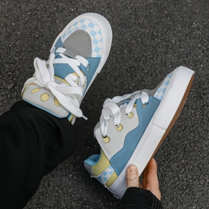 Chaussures de skate montantes personnalisées avec logo, doublure en maille PU, amorti anti-odeur pour sports d'hiver/printemps, chaussures de marche blanches pour hommes - Product Image 3