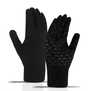 Venta al por mayor de invierno pantalla táctil guantes de acrílico mitones de punto guantes cálidos