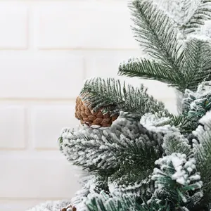 ホームオフィスホリデーパーティー雪に覆われた松ぼっくり人工卓上クリスマスツリーの装飾