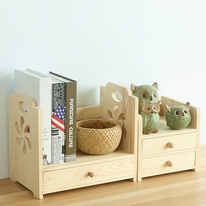 Desktop Wooden <b>Storage</b> <b>Box</b> With <b>Drawers</b> Rectangle Natural Wood Color Solid Color Covered Compartments Office Dormitory Organizer - Product Image 2