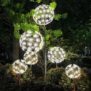 ไฟ LED รูปดอกแดนดิไลออนสำหรับภายนอกอาคาร กันน้ำ IP65 ไฟใยแก้วนำแสงสำหรับสวน โคมไฟสนามหญ้าสแตนเลสสำหรับตกแต่งภูมิทัศน์ - Product Image 1