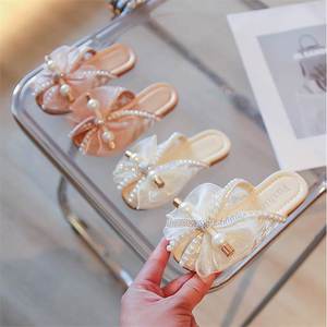 Chaussons de princesse d'été à la mode de style coréen pour les filles Demi-sandales extérieures en dentelle respirante Couleurs mélangées Semelle intermédiaire en caoutchouc inspirée - Product Image 4