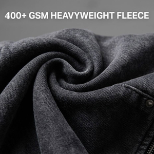 Sweat à capuche zippé personnalisé délavé dégradé en molleton épais, coupe courte et ample, avec poche à rivets métalliques, style streetwear vintage pour homme - Product Image 3