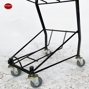 फैक्ट्री सस्ती कीमत डबल बास्केट फैशन स्टाइल किराने की दुकान मिनी बाजारों के लिए शॉपिंग ट्रॉली - Product Image 3