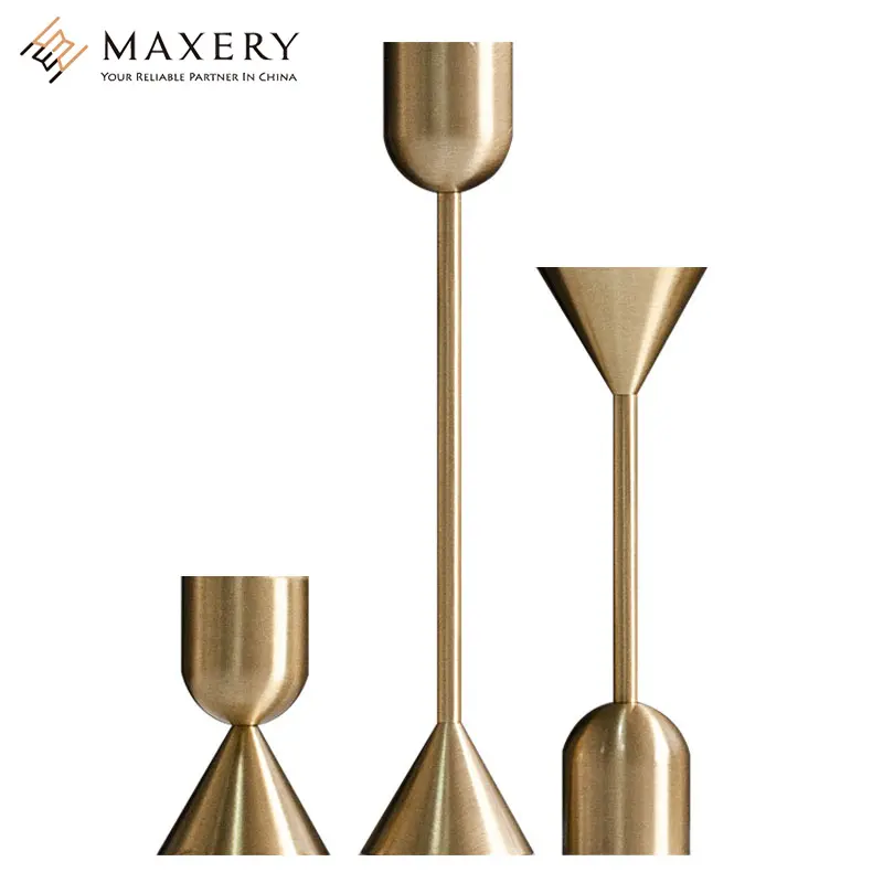 MAXERY Solid Brass Geometric Candle Stick/Nodic Wedding Gifts Candle Sticks/Tabel Decorative Candle Holders