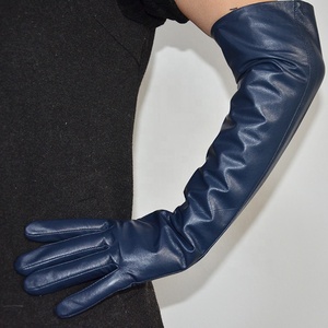 <span class=keywords><strong>Gants</strong></span> longs en cuir de mouton véritable pour femmes Fashion Wholesales en <span class=keywords><strong>marron</strong></span> rouge et noir Style uni pour les scènes en plein air - Product Image 2