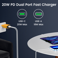 TKT Offre Spéciale 20W double port USB chargeur PD 20W QC3.0 charge rapide pour iPhone Android ordinateur portable EU US Plug Compatible Gan caméra utilisation
