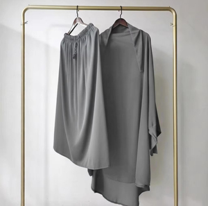 Robe de mariée décontractée pour femmes en polyester, deux pièces, grande <span class=keywords><strong>taille</strong></span>, manches longues, couleur unie, longueur cheville - Product Image 3