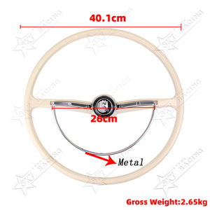 Volante Clásico Blanco y Negro para <span class=keywords><strong>Volkswagen</strong></span> VW Bug Beetle <span class=keywords><strong>1966</strong></span> 1969 Classic Vintage Karmann Ghia - Product Image 3
