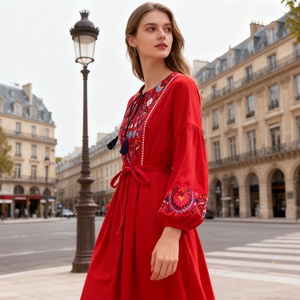 Vestidos Maxi de Playa y Resort para Mujer, con Cordones en la Cintura, Corte en A, Holgados y a la Moda - Product Image 3