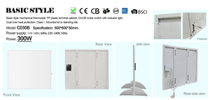 White Gray or Customized Truecolor basic style Mechanical <strong>controller</strong> C030 600*500 300W IR Carbon Crystal Panel <strong>space</strong> <strong>Heaters</strong> - Product Image 5