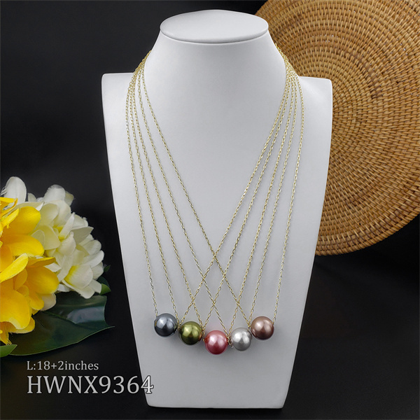 Fashion Hawaiian Style Design Jewelry Set 14MM Shell Pearl Necklace Earrings for Ladies Gift