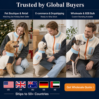 Vêtements pour chien et veste polaire assortie pour propriétaire, manteau chaud pour animaux de compagnie automne-hiver, fermeture éclair bidirectionnelle avec ouverture pour laisse pour la promenade
