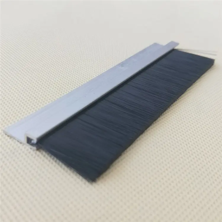 Sound Dust Light Proof Door Bottom Seal Nylon Brush Strip Seal with Aluminum Carrier