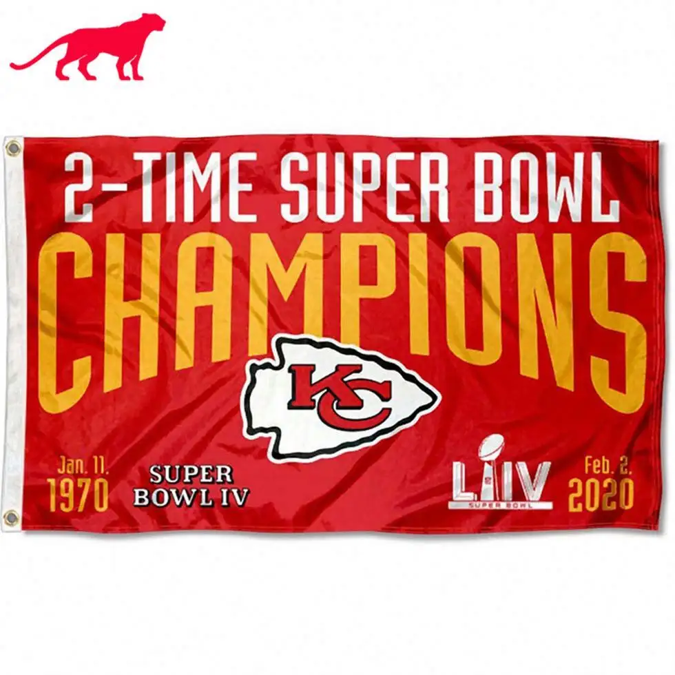 Großhandel Kansas City Flagge Individuelles Logo Chiefs 2 Zeit 2X Super Bowl Champions Fahnen