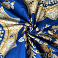 Tissu en microfibre 100% polyester à imprimé floral paisley bleu royal, doux et lisse, pour draps, housses de couette, rideaux et vêtements