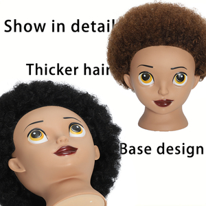 Maniquí de cabeza para enseñanza, adecuado para practicar el corte de cabello; la circunferencia de la cabeza es de 52 cm; la longitud del cabello humano es de 8 pulgadas; - Product Image 3
