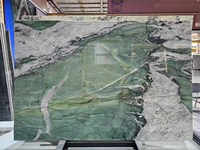 Revêtement mural en marbre et granit brésilien, dalles de quartzite vert Patagonie, carreaux translucides Cristallo, table à manger