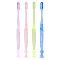 Cepillo de Dientes Mini con Mango de Cristal y Ventosa Inferior de Nuevo Diseño, Cabezal de Cepillo Pequeño para Dientes Sensibles y Ortodoncia