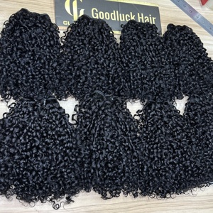 Cheveux brésiliens bruts Pixie Curl, qualité 15A, cheveux humains Remy, mèches super double <span class=keywords><strong>trame</strong></span>, cheveux vierges, cuticules alignées - Product Image 1