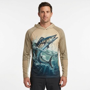 Camisa de Pesca con Capucha para Hombre, Protección Solar UPF 50, Secado Rápido, Ligera, 100% Poliéster, Impresión por Sublimación, Múltiples Diseños - Product Image 1