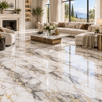 Carreaux de sol en porcelaine grand format Vitropiso pour maison, 60x120, blanc avec marbre doré et gris foncé, 600 x 1200 pour villa
