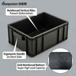 Custom Anti Static Turnover Box With Lid For ESD Sensitive Components Black Conductive Plastic Storage Container - Product Image 2