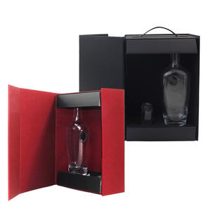 ชุดกล่องของขวัญไวน์พร้อมที่จับชุดกระดาษเคลือบพรีเมียมแบบพกพาสีดำหรูหรา - Product Image 6