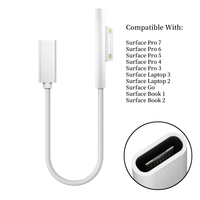 Câble adaptateur d'alimentation femelle USB type-c 20cm 15V 3A chargeur PD à charge rapide pour Microsoft Surface Pro 4/5/6 Go tresse
