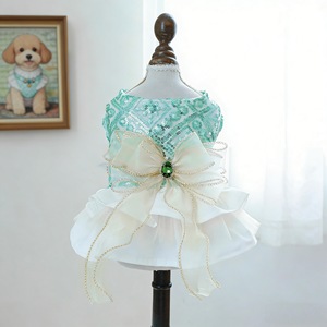 Pet Princess Tulle <b>Skirt</b> Emerald Green <b>Sequin</b> Dress For Dogs Cats Four Seasons Polyester Dress - Product Image 1