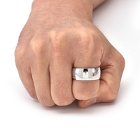 Herz-Sutra-Ring - Edelstahl Herren Mode Strukturierter Orakel-Ring im Chinesischen Stil Breiter Ring 18K Gold Accessoires