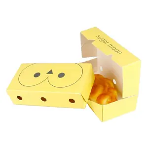 맞춤형 대량 베이커리 상자 12 인치 큰 과자 도넛 상자 흰색 크래프트 투명 뚜껑 금박 인쇄 화장품 사용