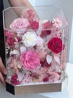 Vente en Gros d'Usine de Roses Stabilisées en Boîte Acrylique, Fleurs Éternelles Naturelles pour la Saint-Valentin, Coffret Cadeau de Roses Naturelles Stabilisées