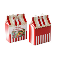 DAMAI Lot de 6 boîtes cadeaux de Noël à rayures rouges et blanches avec fenêtre, boîte à bonbons de Noël, boîte cadeau pour chocolats et pain d'épices