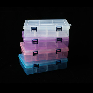 Double Layer 16 Compartment Plastic <b>Storage</b> <b>Box</b> With Dividers For <b>Tools</b> Parts Jewelry Organizing Rectangle Clear Pink Purple - Product Image 3