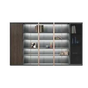 Cổ Bằng Gỗ Nội Thất Văn Phòng Điều Hành CEO Boss Tủ Sách Cuốn Sách MDF Veneer Gỗ Lưu Trữ Tập Tin Tủ Với Cửa Kính - Product Image 1
