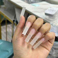 240 Uñas Postizas Profesionales XXL Extra Largas, Tipo Ataúd, Transparentes, Ovaladas, Almendradas, Francesas, Cuadradas, Transparentes, para Presionar