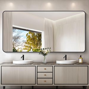 Espejo de baño montado en la pared sin perforaciones, estilo autoadhesivo, ideal para lavado y uso de maquillaje - Product Image 2