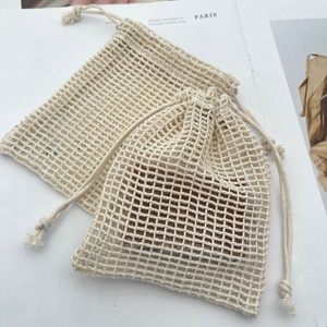 Small Recyclable Cotton Mesh <strong>Bag</strong> With <strong>Drawstring</strong> Cotton Packaging <strong>Net</strong> <strong>Bag</strong> - Product Image 1