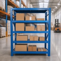 Étagères empilables en métal à 4 niveaux sans boulons, étagères de stockage durables et réglables pour entrepôt, étagères de stockage en tôle robustes